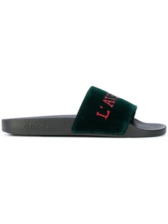 Gucci шлепанцы с вышивкой