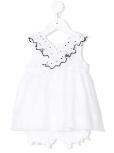 Baby Dior расклешенное платье с воротником с зигзагообразной отделкой