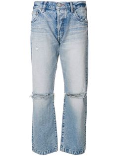 Moussy Vintage джинсы прямого кроя с дырами на коленях