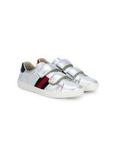 Gucci Kids кроссовки на липучках с отделкой Web