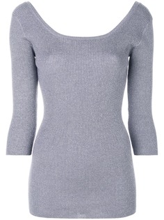 Prada ребристый топ с металлическими нитями