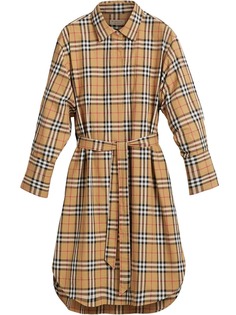 Burberry платье-рубашка в клетку Vintage Check с поясом
