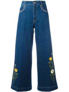 Stella McCartney расклешенные джинсы с цветочной вышивкой
