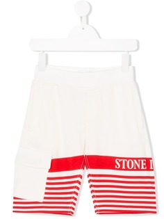 Stone Island Junior шорты в полоску с логотипом