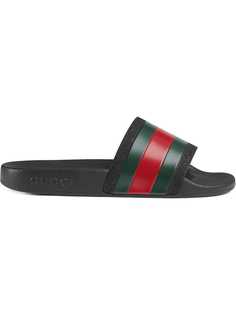 Gucci Kids шлепанцы с отделкой Web