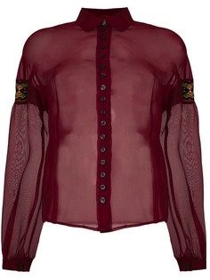 Romeo Gigli Pre-Owned прозрачная рубашка с вышитыми вставками