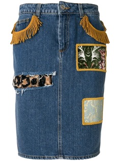 Jeremy Scott джинсовая юбка с заплатками