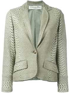 Christian Dior пиджак c эффектом змеиной кожи и перфорацией