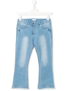 Elsy джинсы с декором из стразов и необработанным низом