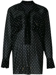 Alexandre Vauthier блузка с рисунком в горох и шнуровкой на груди