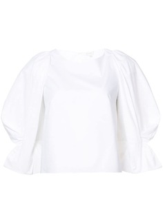 Delpozo блузка с оборками и с рукавами-фонариками