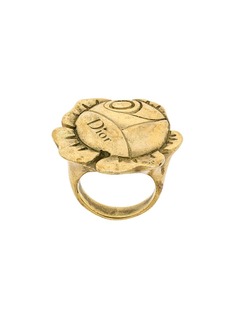 Christian Dior кольцо pre-owned в форме цветка с логотипом