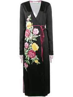 Attico атласное платье миди Grace с цветочным принтом