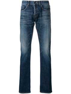 Saint Laurent прямые джинсы со средней посадкой и рваными деталями