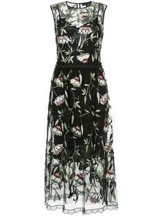 Markus Lupfer полупрозрачное платье с вышитыми цветочными узорами