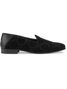 Gucci бархатные лоферы с узором GG