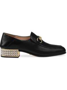 Gucci лоферы Horsebit с декором из кристаллов