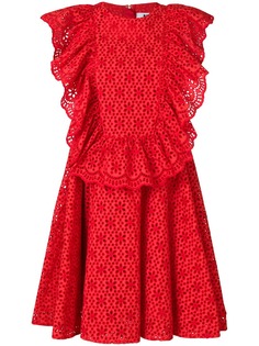 MSGM платье с оборками и отделкой сквозным шитьем