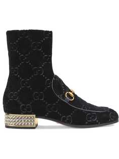 Gucci ботильоны Horsebit с узором GG
