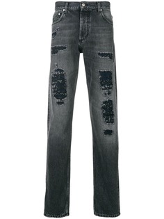 Alexander McQueen джинсы кроя слим с потертостями