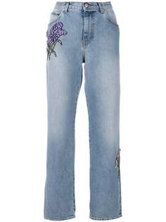 Alexander McQueen джинсы прямого кроя с цветочной вышивкой