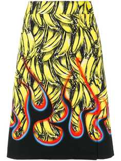 Prada А-образная юбка с банановым принтом