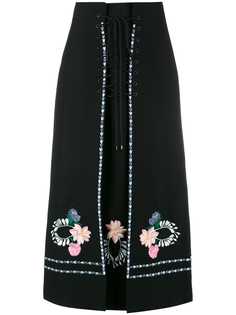 Vilshenko юбка со шнуровкой и цветочной вышивкой Ginny