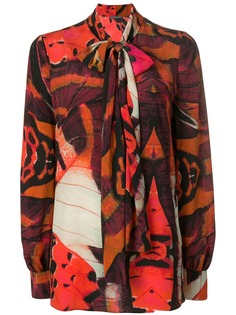 Alexander McQueen блузка с горловиной на завязке и принтом