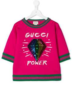 Gucci Kids толстовка с вышивкой бриллианта пайетками