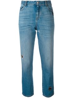 Christopher Kane выбеленные джинсы с люверсами