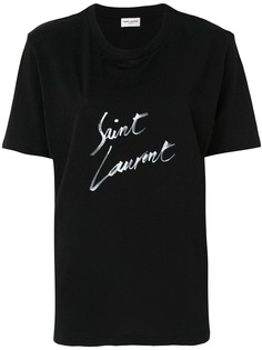 Saint Laurent футболка с круглым вырезом и логотипом