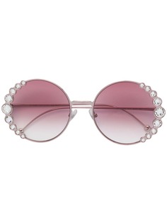 Fendi Eyewear декорированные солнцезащитные очки в круглой оправе