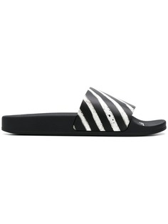 Off-White шлепанцы с диагональными полосками