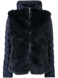 Liska дутая куртка с капюшоном и панелями из кроличьего меха
