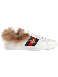 Gucci кроссовки Ace с меховой отделкой