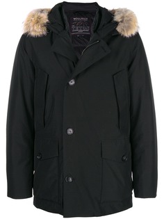 Woolrich пуховое пальто с капюшоном с меховой оторочкой