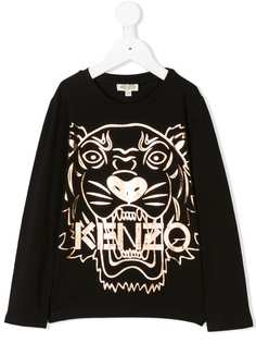 Kenzo Kids футболка с принтом тигра и эффектом металлик