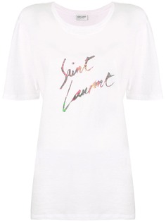 Saint Laurent футболка с логотипом в стиле 80-х