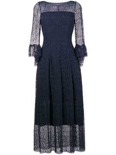 Talbot Runhof расклешенное кружевное платье миди