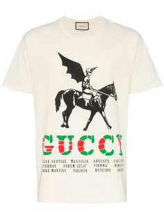 Gucci футболка Winged Jockey с логотипом Guccy