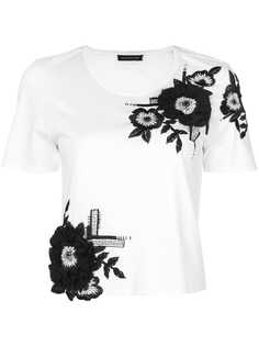 Josie Natori футболка с цветочной вышивкой