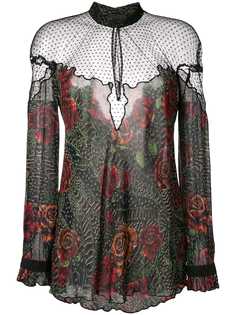 Just Cavalli прозрачная блузка с цветочным принтом