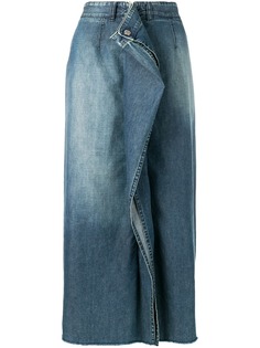 Mm6 Maison Margiela джинсовая юбка со сборками спереди