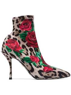 Dolce & Gabbana леопардовые ботильоны с цветочным принтом