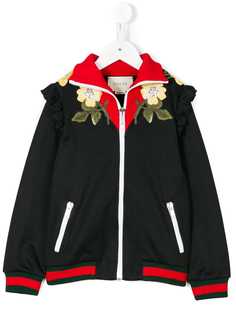 Gucci Kids куртка бомбер с цветочной вышивкой