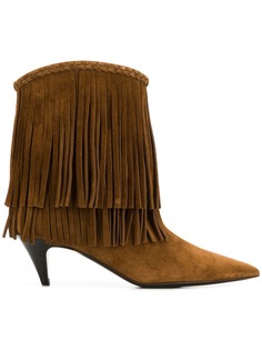 Saint Laurent ботильоны с бахромой