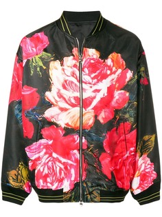 Alexander McQueen куртка-бомбер с принтом роз