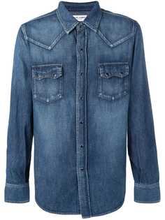 Saint Laurent джинсовая рубашка с выцветшим эффектом