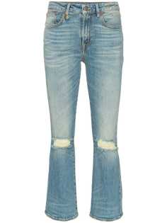 R13 расклешенные джинсы с прорванными деталями на коленях