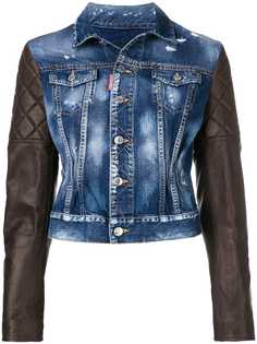 Dsquared2 джинсовая куртка с кожаными рукавами